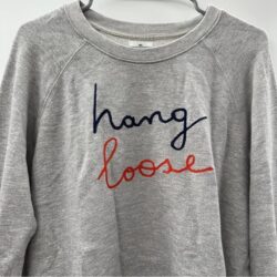 Sundry Gray Hang Loose Embroidered Wording Long Sleeve Crewneck Sweater Sz 1 (S)