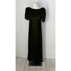 Vintage 70s Green Velvet Maxi With Bow Accents