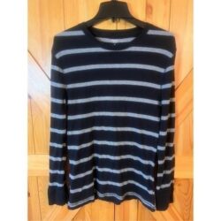 Old Navy Mens Black Striped  Long Sleeve Knit Shirt Med