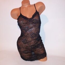 Victoria Secret Lingerie Chemise Slip Small Black Allover Lace Adjustable Straps