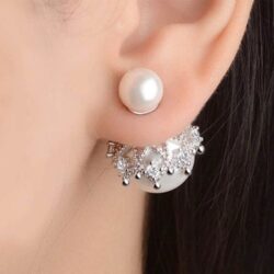 NEW 925 Silver Diamond Pearl Earrings