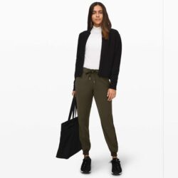 Lululemon Women’s On the Fly Jogger *Velvet Trim Dark Olive / Black Size 4