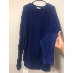 Vintage Cattivo Women’s 2XL 2 Extra Large Blue Long Sleeve Cable Knit Sweater