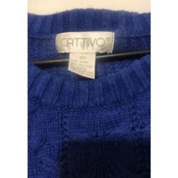 Vintage Cattivo Women’s 2XL 2 Extra Large Blue Long Sleeve Cable Knit Sweater