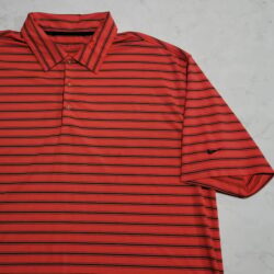 NIKE Dri-Fit Move To Zero Victory Blood Orange Black Stripes Golf Polo XL NWOT