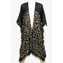 NWT Randi & will collection women’s black cheetah caftan OS