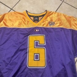 Vintage Colosseum Athletics LSU Tigers Yellow Purple Football Jersey #6 Mens XXL