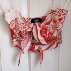 Akira – Women’s Bandeau Top, Orange Floral Summer Bralette size S