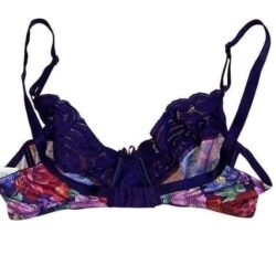 VTG Vintage Vanity Fair 1980s EUC Bra Purple Floral Lace Colorful Dopamine 34B