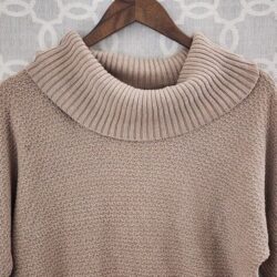 Studio Works Cowl Neck Half Sleeve Brown Knit Sweater Women’s M