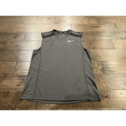 Nike Mens Gray Running Breathe Dri-Fit Gym Athletic Tank Size L Large BQ5324-060