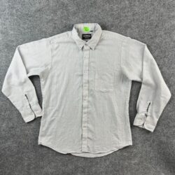 Vintage Hutspah Shirt Large 16 16.5 Button Up Gray Adult Formal Long Sleeve Men