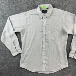 Vintage Hutspah Shirt Large 16 16.5 Button Up Gray Adult Formal Long Sleeve Men