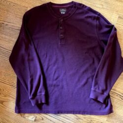 Men’s L.L. BEAN Burgundy Long Sleeve Henley Shirt Size XL Regular Extra Large