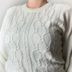 Vintage Alfred Dunner Pearl Cable Knit Sweater Size Small
