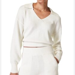 Sweaty Betty Coastal Relaxed Cotton Silk Knit Sweater in Lilywhite White Medium