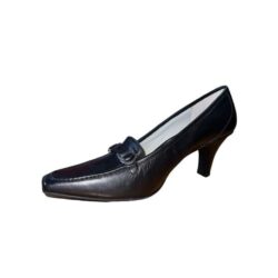 Nine West Black Leather Square Toe Heels Likely Womens Size 10 NEW