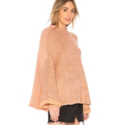 Free People Cuddle Up slouchy boucle mock neck sweater in Rose Size Small