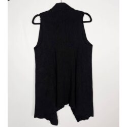 Magnolia Grace Large L Black Sleeveless Cardigan Sweater Drape Open Front Ribbed