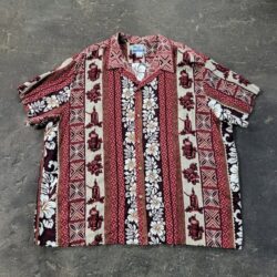 Vintage RJC LTD Hawaiian Shirt Size 4XL Red Floral Short Sleeve Button Up Heavy