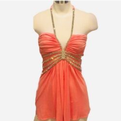 NWT $250 SKY Brand Crystal Stone Neckline Halter Dress Top Special Occasion