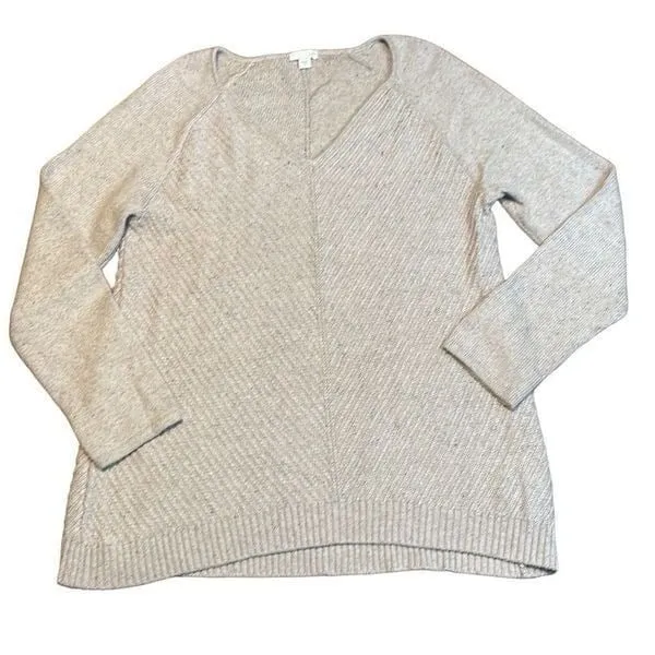 J.Jill oatmeal color neutral V-neck tunic sweater M
