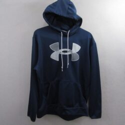 Under Armour Mens Pullover Hoodie Size M Blue Loose Sweatshirt Active Logo