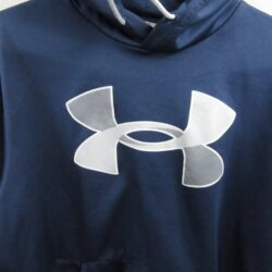 Under Armour Mens Pullover Hoodie Size M Blue Loose Sweatshirt Active Logo