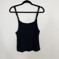 New We The Free Ribbed Knot Strap Tank Top Black Free People XSmall Square Neck