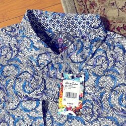 NWT Robert Graham Men`s  Blue Paisley Wendell Long Sleeved Shirt Size Large