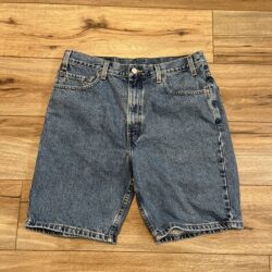 VTG Men’s Levis 505 Regular Fit Denim Jean Shorts SZ 36×9 Blue Cotton Jorts Y2K