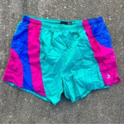 Vintage 90s Vessels bold color block swim trunks