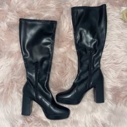 Like New Black Leather Platfor
