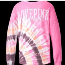 Victorias Secret Pink Varsity Sweatshirt Oversized pullover Pink Tie dye Xlarge