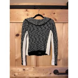 Anthropologie Little Bird Crochet Black and White Full Zip Sweater Size S