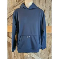 Vintage Nike sweater hoodie pullover center swoosh L large navy y2k 90s *FLAW*