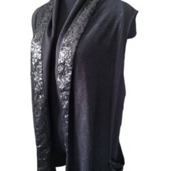 NEW $54 Juicy Couture Black Sequin Shrug Sweater Sleeveless Glam Classy Cozy