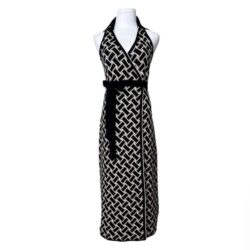 Diane Von Furstenberg NWT Collared Sleeveless Vintage Weave Neutral Midi Wrap XS