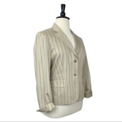 Talbots Women’s Blazer 2 Button Stripe 2 Button Lined Tan Stripe Plus Size 14