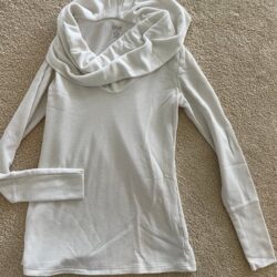 White turtleneck, cowl neck, thermal top