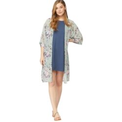 Wallflower Sage Green Floral Kimono Women’s L Coverup