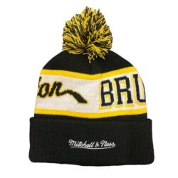 NWT Adult NHL Boston Bruins Mitchell & Ness Knit Beanie Pom