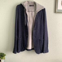 HOWE cotton layered hoodie jersey blazer button up light jacket Medium