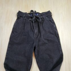 Hollister Black Ultra High Rise Mom Frayed Hem Paper Bag Waist Casual Jeans 25