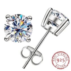 Certified 1.6 Carat Moissanite Diamond Stud earrings 925 Sterling Silver