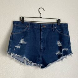Wrangler Denim Cut-Off Shorts Bundle of 2 Pairs Sz 38 White Blue