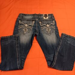 Rock Revival Jeans Mens 34 Blue Tate Straight Acid Wash  Distressed Y2K