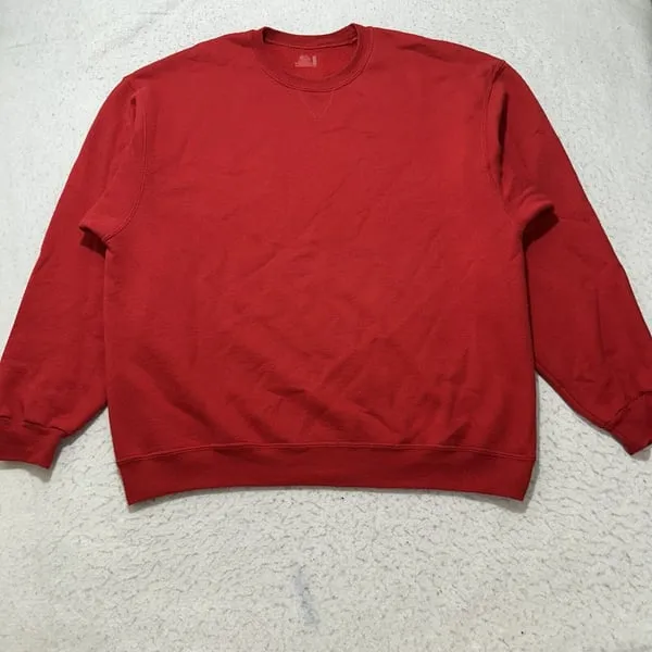Fruit of the Loom Men's XL Red Long Sleeve Crewneck Pullover Sweatshirt
