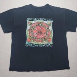 Sockeyedelic Alaska Y2K Ray Troll T-Shirt Men’s Size 2XL Navy Blue Short Sleeve