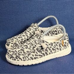 Hey Dude Women’s Wendy Woven Cheetah Cream Slip On Shoes Size 7